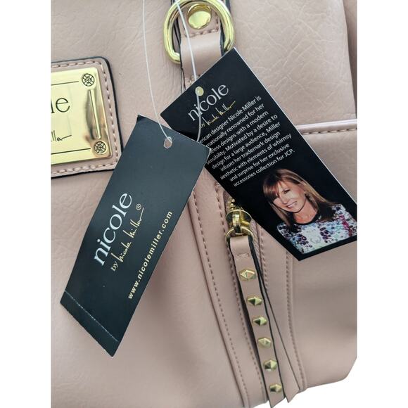 NWT Nicole Miller SOPHIA Large Tote with Zippers and Studs MSRP $85 - Picture 4 of 10